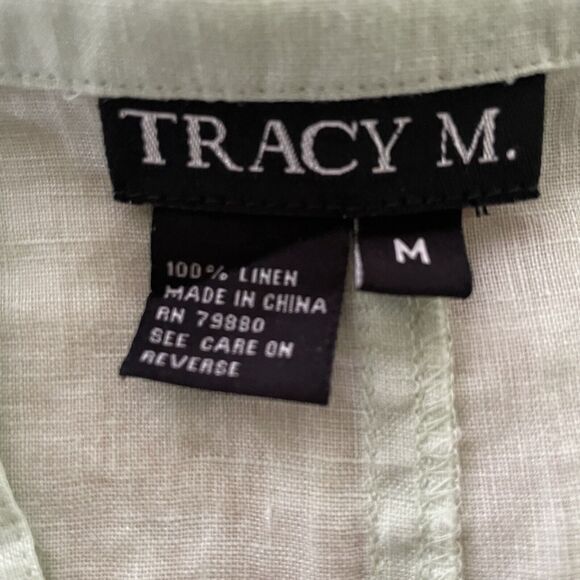 Tracey M Top‎ Linen V Neck Pullover 3/4 Sleeve Blouse Lightweight Womens Medium - Picture 5 of 6